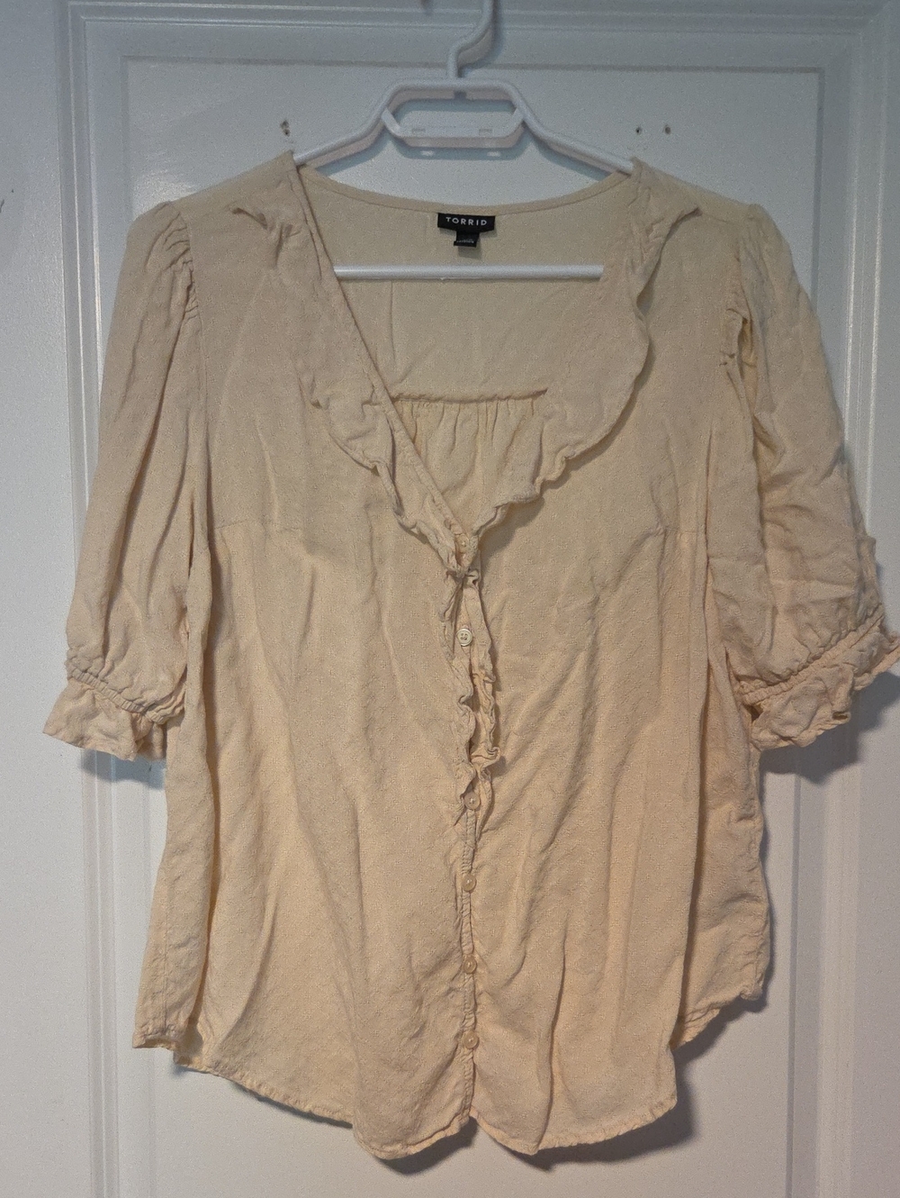 Torrid Ivory Ruffle Blouse 00